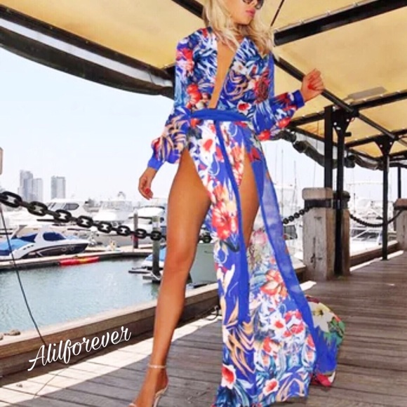 🥰 Sexy Floral Swimsuit Bikini Cover Up XL - Picture 6 of 6